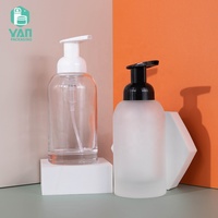 YAN Packaging – Flacon distributeur de mousse en verre dépoli transparent à fond épais de luxe, 375 ml, rechargeable, pour savon liquide et nettoyant visage