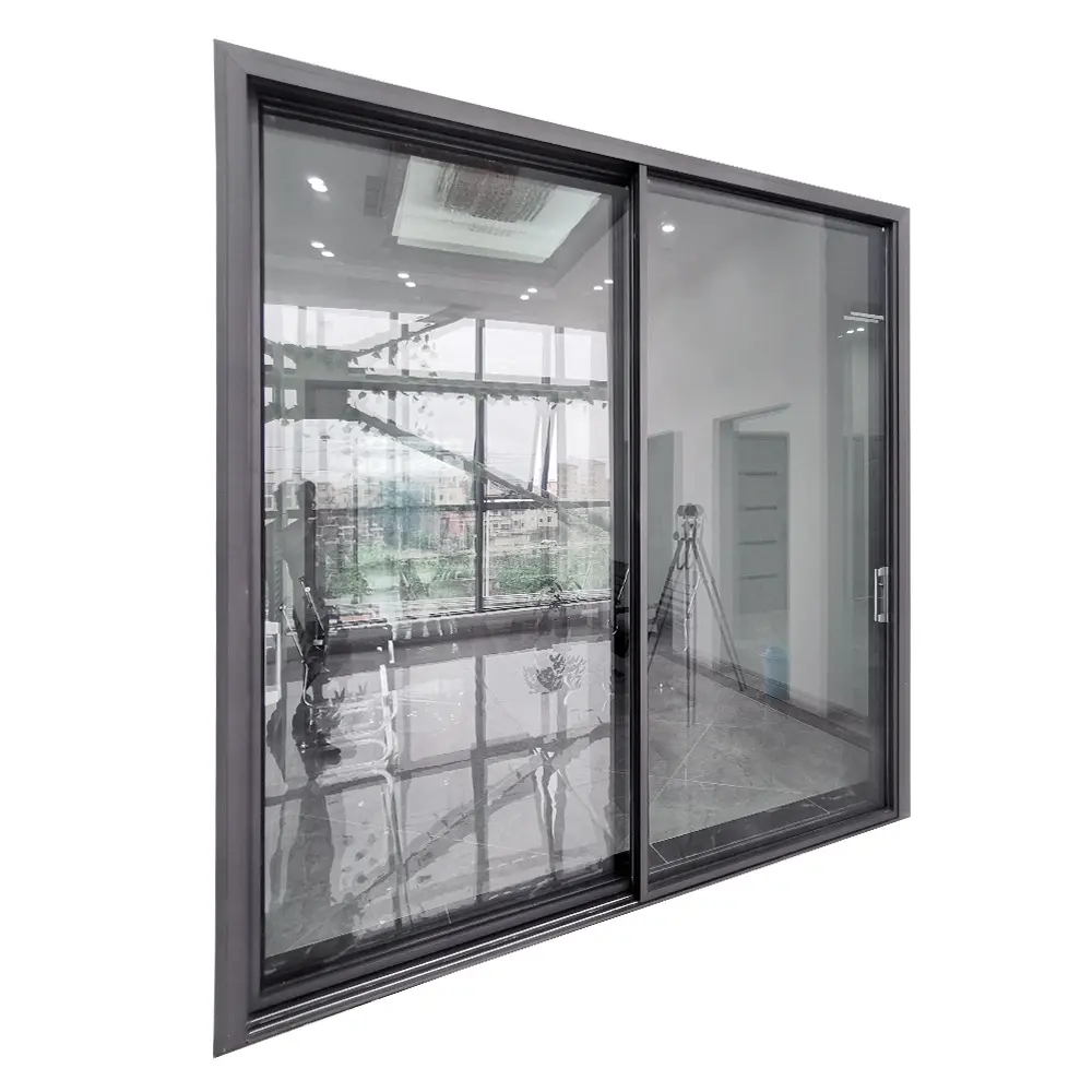 Design minimaliste Porte coulissante robuste Maison Exterio Patio Porte en aluminium Beau balcon Portes coulissantes en verre