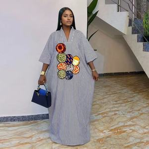 <span class=keywords><strong>Abito</strong></span> <span class=keywords><strong>Lungo</strong></span> Estivo 2026 Nuova Moda a Righe Stile <span class=keywords><strong>Etnico</strong></span> Africano Stampato da Donna Taglie Forti Casual - Product Image 2