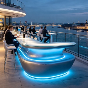 Modern Curved <b>Bar</b> <b>Table</b> Custom <b>Bar</b> Counter Contemporary Cocktail Furniture for Home <b>Bar</b> Hotel Poolside - Product Image 5