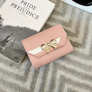 2024 New Ladies Simple Bow Decoration Multi-Card Wallet Portable with Single Handle Fashionable Wholesale for Foreign Trade