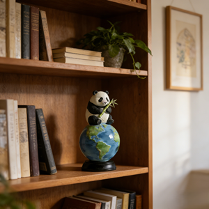 Figurine en résine Panda et Terre - Décoration d'intérieur animale et mondiale, Cadeau de Noël haut de gamme, Sculpture personnalisable Bozhi Art - Product Image 3
