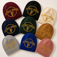 Bonnet en tricot clouté avec logo personnalisé, fabricant OEM ODM, broderie dorée, casquette pour streetwear et marques de mode de créateurs