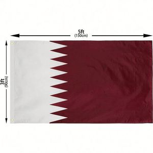 Drapeau du Qatar à double couture 3x5 pieds, grand format, en polyester 100D résistant à la décoloration, pour décoration intérieure et extérieure - Product Image 2