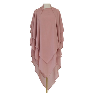 Hijab Musulmano da Donna di Alta Qualità, Nuovo Modello Turco con Laccio sul Retro, Sciarpa da Preghiera Semplice, Niqab Lungo a 3 Strati in Chiffon, Khimar 130cm - Product Image 4