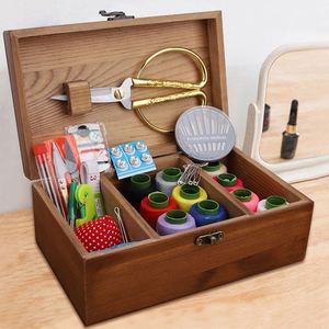 Wooden Hand Home <b>Sewing</b> Repair Tool Kit Wooden <b>Sewing</b> Kit <b>Box</b> for Adults with Home <b>Sewing</b> Basket Stitching Repair <b>Box</b> - Product Image 1