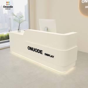 Custom Hotel & Salon Reception Desk | LED Cashier <b>Checkout</b> <b>Counter</b> | Front <b>Counter</b> Showcases for Office & Beauty Store - Product Image 3