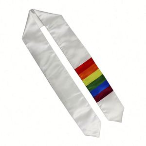 ผ้าพันคอสำเร็จการศึกษาสำหรับผู้ใหญ่ ลายสายรุ้ง LGBT สำหรับงานเฉลิมฉลองวันเกย์ไพรด์ ผลิตจากผ้าซาตินโพลีเอสเตอร์ 100% สำหรับนักเรียนต่างชาติ - Product Image 1