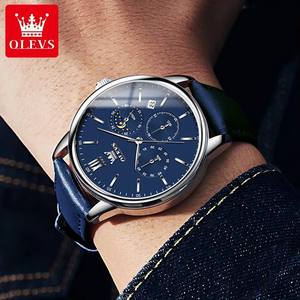 2922 Nuevo Reloj Cronógrafo de Cuarzo para Hombre con Fase Lunar, Calendario, Correa de Cuero, Reloj de Pulsera Original a Prueba de Agua, Reloj de Moda - Product Image 4