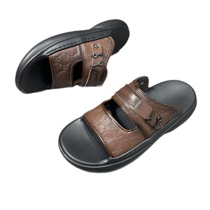 <span class=keywords><strong>Sandalias</strong></span> de Playa de Verano para Hombre, de Cuero Genuino, Diseño de Lujo, Patrón Sólido, Transpirables, Ligeras, Antideslizantes, con Suela Gruesa, Estilo Papá - Product Image 5