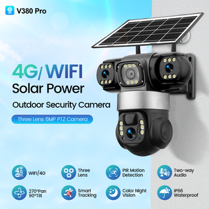 High Quality 6MP 4G Solar CCTV <b>Camera</b> <b>With</b> Three Lens Colorful Night Vision Long 8000mAh Battery Life PTZ <b>Security</b> <b>Camera</b> WS-E44 - Product Image 1