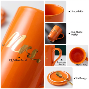 Set di 2 Tazze da Caffè in Ceramica Premium con Stampe Carine, Coperchio e Cucchiaio, Confezione Regalo Personalizzabile per Uso Quotidiano e Regali Festivi - Product Image 2