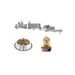 Ligne de production automatique d'aliments pour animaux de compagnie et chiens certifiée CE extrudeuse à double vis avec composants de base moteur PLC et engrenage - Product Image 1