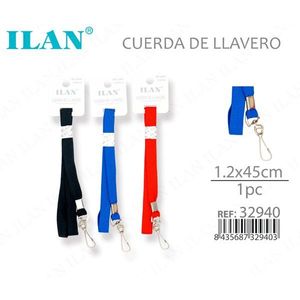 Porte-clés ILAN 1,2x45cm en nylon avec crochet métallique pour clés et cartes d'identité - Product Image 1