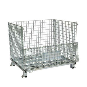 Nhỏ bền có thể gập lại mạ kẽm nhẹ dây thép lưới container trực tiếp Stackable & xe nâng hàng hóa an toàn thiết bị lưu trữ - Product Image 6