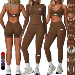 Vente flash Nouveaux ensembles de yoga pour femmes avec logo personnalisé, sans couture, 4 pièces, soutien-gorge de <span class=keywords><strong>sport</strong></span> <span class=keywords><strong>sexy</strong></span>, leggings de yoga, ensembles de fitness pour la salle de <span class=keywords><strong>sport</strong></span>, tenue d'entraînement - Product Image 1