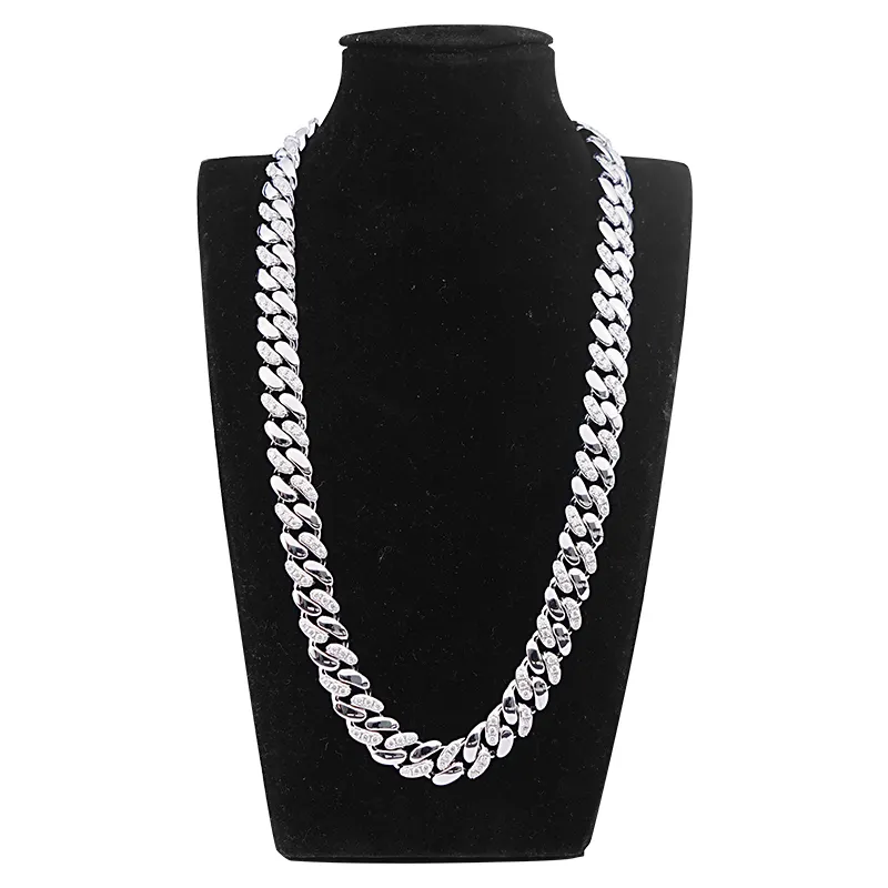SICGEM Customize Miami Stainless Steel 925 Silver Men's Cuban Link Chain 22 Inches 13 MM Moissanite Necklace
