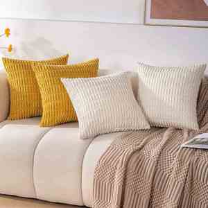 Housse de coussin décorative en velours côtelé à carreaux pour canapé, lit ou chevet, sans rembourrage, articles promotionnels pour fêtes - Product Image 2
