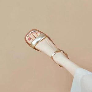 Summer Cross Border Wholesale Ladies <b>Sandals</b> High Texture Golden One Band <b>Flat</b> Casual All Match Footwear - Product Image 5
