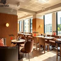 Ensemble de meubles de restaurant en cuir de luxe moderne tout-en-un, tables et chaises avec plateau en marbre pour salles à manger d'hôtel, garantie de 5 ans
