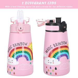 SilverJet Kids Stainless Steel Water <b>Bottle</b> 350ml Double Wall Insulated With <b>Straw</b> Leakproof Lid Cute Design For School Outdoor - Product Image 4