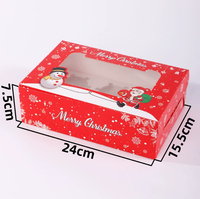 Boîte d'emballage pour cupcakes de Noël, boîte à dessert transparente pour mousse et tarte aux œufs, boîte à pâtisserie à emporter en stock