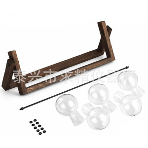 Seeking Excellence Hydroponic Glass <b>Vase</b> Set With Wooden <b>Stand</b> For Desktop Plant Decoration - Product Image 5