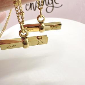 Collier en acier inoxydable Sabr-<span class=keywords><strong>Shukr</strong></span> en forme de T, bijoux islamiques arabes musulmans, bijoux de mode en gros pour l'Aïd - Product Image 5