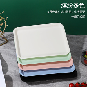 Bandeja Rectangular de Plástico Blanca de Color Sólido para Servir Alimentos y Té, Uso en el Hogar, Cocina y Exteriores - Product Image 3