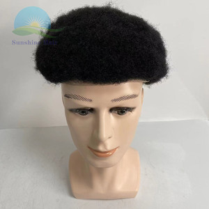 Système capillaire de remplacement pour hommes afro-américains, 4mm, en PU intégral, à boucles en V injectées, peau ultra-fine, toupet à ondulations afro, <span class=keywords><strong>cheveux</strong></span> Remy - Product Image 2