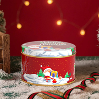 Boîte en métal ronde de Noël WeWood du Vietnam, vente en gros, personnalisable, pour biscuits et bonbons, emballage cadeau de fêtes