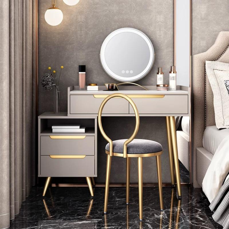 Oak MDF Makeup Vanity Lighted Standing Mirror Storage Drawers Dressing ...