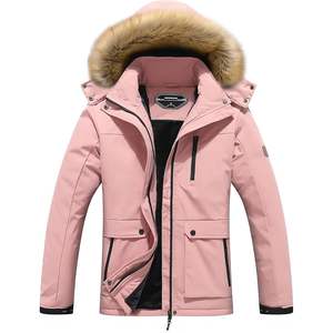 Chaqueta de esquí impermeable para mujer Moerdeng, abrigo de nieve cálido con capucha para invierno, aislamiento sintético a prueba de viento, color rosa, talla S - Product Image 2