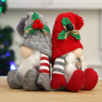 Bonnet tricoté sans visage Rudolph de Noël, gnome assis, jouets décoratifs en peluche douce, poupées, cadeau promotionnel pour fêtes de fin d'année