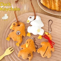 Porte-clés en peluche canard rôti Kawaii en gros, figurine mignonne à suspendre pour sac, ornement de sac à dos, pendentif cadeau personnalisé