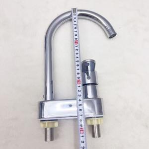 Grifo de lavabo monomando de acero inoxidable con doble orificio, montado en encimera, para agua fría y caliente, con válvula de bola. - Product Image 3