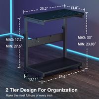 Height Adjustable Computer Tower Stand, 2-Tier Case CPU Holder Cart Under Desk Mobile PC Stand Laptop Standing Table Accessories