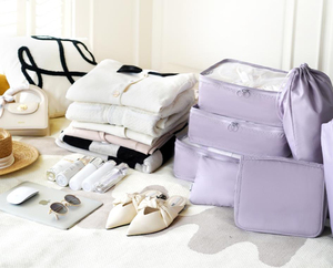 Custom <strong>Women</strong> Foldable Toiletry Packing Shoes Organizer <strong>Clothes</strong> Travel Storage <strong>Travelling</strong> Bag Set - Product Image 3