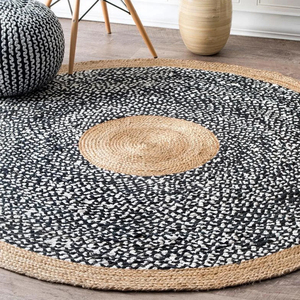 Premium Quality Natural Jute Fiber Round <b>Rug</b> Rustic <b>Boho</b> Home Decor for Dining Room or Kitchen Mats & Pads - Product Image 3