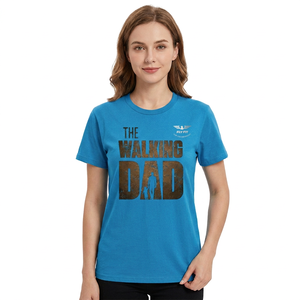 Hot Selling Eco-Friendly Solid Blank Customized Dad Men's O-Neck T-Shirt Short Sleeve Casual Jersey Cotton Loose Fit Blue 180 - Product Image 3