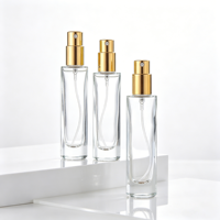 Flacon de parfum cylindrique en verre à fond épais de 5 ml, 10 ml, 15 ml, vide, en gros, directement de l'usine, en stock avec tête de pulvérisation