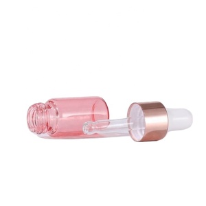 Mini Sample Glass <b>Bottles</b> 5ml 3ml 2ml 1ml Essential Oil <b>Pink</b> Clear Glass Dropper <b>Bottle</b> with Rose Gold Dropper - Product Image 1