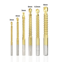 Lot de 6 forets hélicoïdaux HSS revêtus de titane de 3-8 mm pour la découpe ou la sculpture de rainures dans le bois