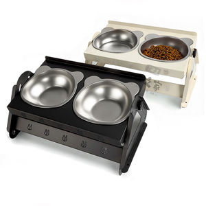 Cuenco elevado antideslizante con soporte ajustable en altura personalizado al por mayor comedero portátil moderno de acero inoxidable para mascotas con cuenco Doble - Product Image 3