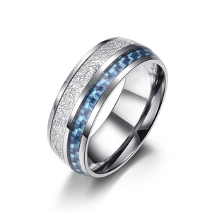 Men's <b>Titanium</b> Steel <b>Ring</b> With Wood Inlay Channel Setting Geometric Design Everyday Wear Jewelry - Product Image 5