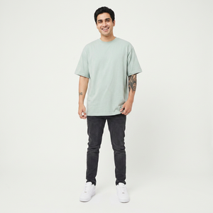 Camiseta de Cuello Redondo con Hombros Caídos para Hombre, 100% Algodón, Impresión Digital Personalizada, con Logotipos Bordados, MOQ Bajo - Product Image 1