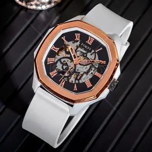 Oem Custom Logo Luxury Square Transparent Chinese Watch Mechanical Automatic Plastic Wrist Watch For Men