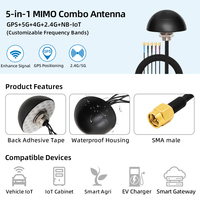 Antenne combinée 5 en 1 GPS GLONASS LTE WIFI MIMO pour extérieur, montage par vis, antenne de passerelle de communication LoRa 4G LTE GPS