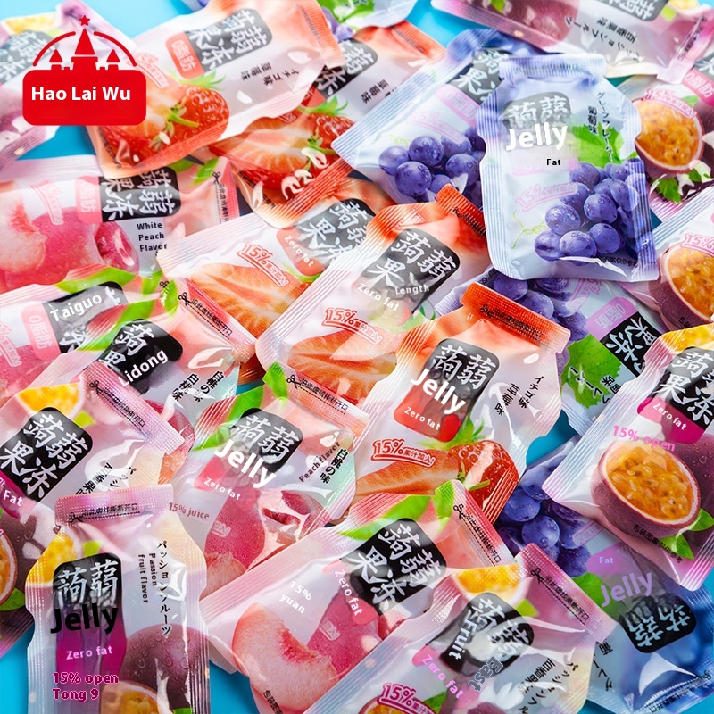 Оптовая продажа, желе из конжака с фруктовым вкусом клубники, низкокалорийное полезное желе для детей, объемная упаковка для школы и вечеринок