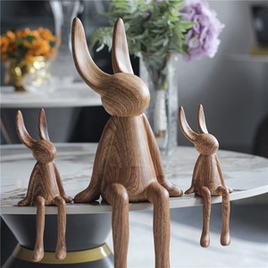 Bricolage <span class=keywords><strong>pour</strong></span> articles cadeaux Décoration intérieure contemporaine Ornements Grain de bois <span class=keywords><strong>Lapin</strong></span> assis Résine Décoration Artisanat - Product Image 2